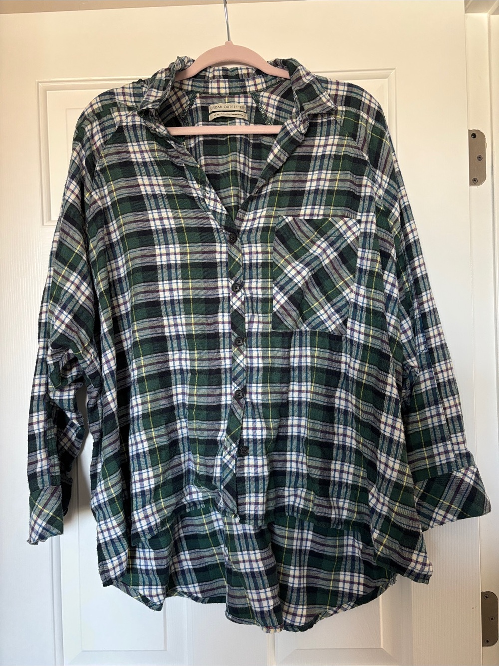 Urban Outfitters Green & White Plaid Button-Down Shirt